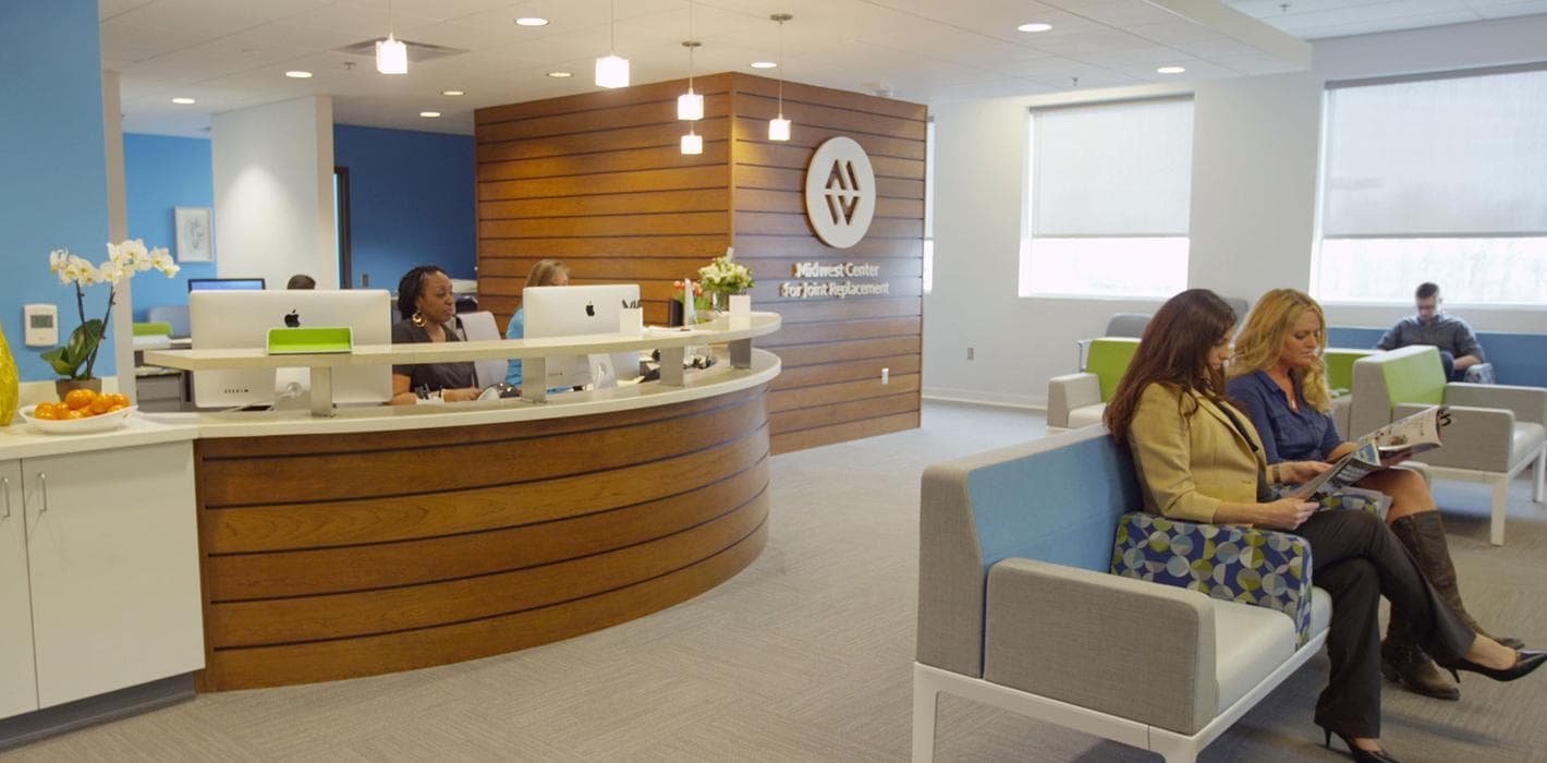 Lobby waiting room at a Midwest Center for Joint Replacement location